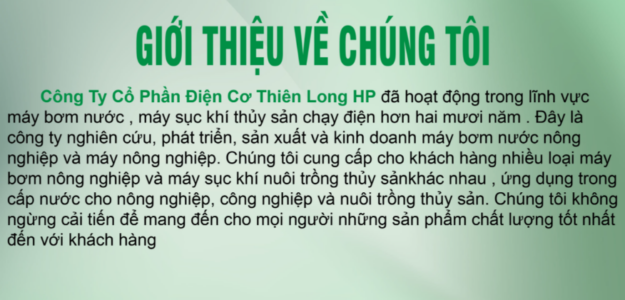 CÔNG TY CỔ PHẦN ĐIỆN CƠ THIÊN LONG HP